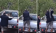 Kamyonet kasasında köpeğe halatla şiddete gözaltı!
