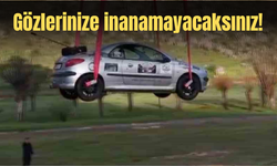 Otomobil balonla uçtu!
