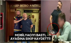 Mobilyacıyı bastı, ayağına sıkıp kaydetti!