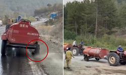 Patlayan Lastiğine Aldırış Etmeden Yangına Koştu!