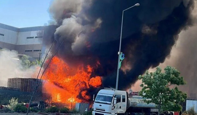 Kocaeli'de palet fabrikasında yangın!