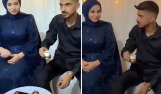 Damat adayı kahveyi püskürttü! Kız isteme görüntüleri izleyenleri çileden çıkardı