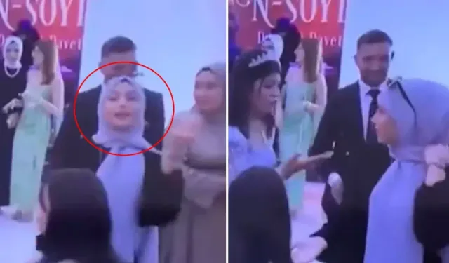 "Elinden alacak sandı!" Düğünde damada yakın oynayan gelini böyle itti