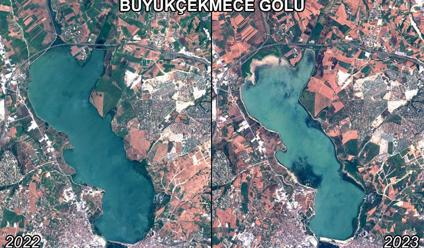 Büyükçekmece Barajı'nda 4,57 kilometre küçülme tespit edildi.