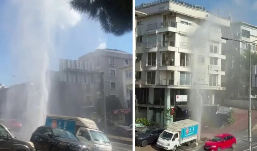 Kadıköy'de Su Borusu Patladı: Tazyikli Su 5 Kat Yükseldi