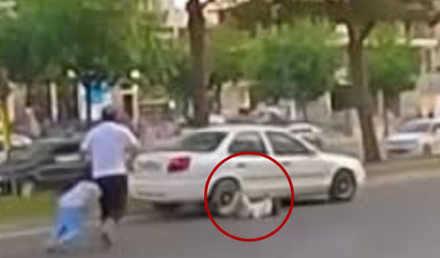 Babasının gözleri önünde feci kaza anı!