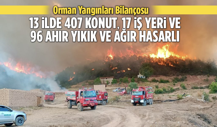 Bakan Yerlikaya Orman Yangınları İle İlgili Açıklama: 13 İlde 407 Konutun Hasarlı