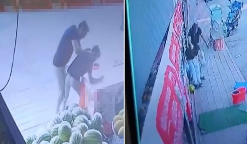 15 Yaşıdaki Market Çırağına Marul Dayağı Kamerada!