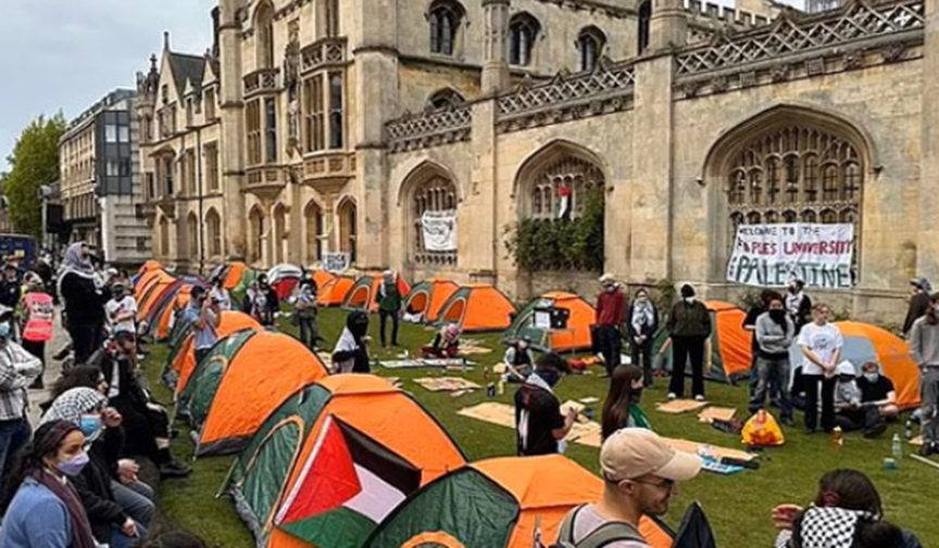 Oxford Üniversitesi öğrencilerinin Filistin desteği 5.gününde