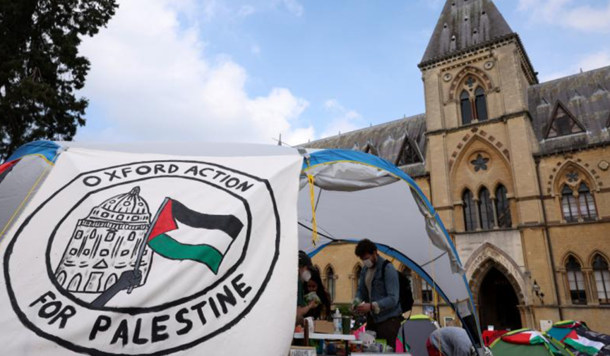 Oxford Üniversitesi öğrencilerinin Filistin desteği 5.gününde