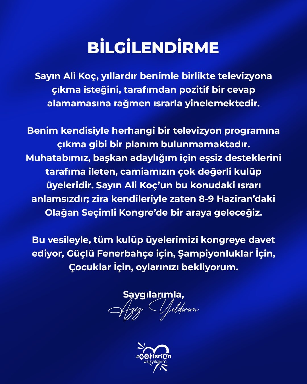 Aziz Yıldırım Canlı Yayın Açıklaması