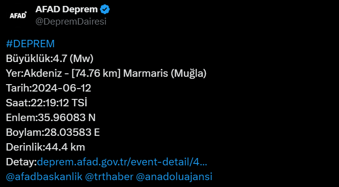 Muğla'da korkutan deprem!