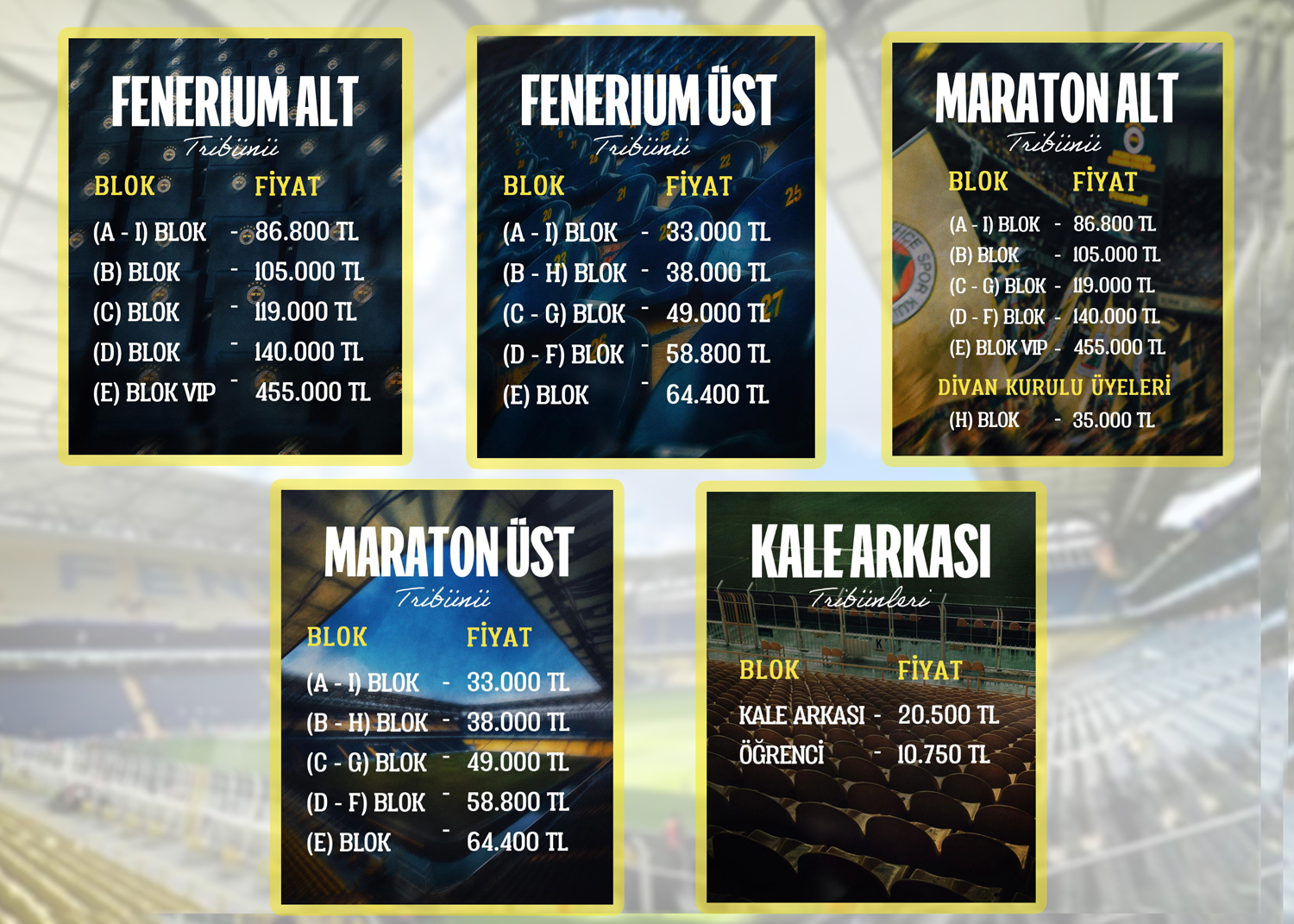 Fenerbahçe Futbol Takımı'nın 2025 2026 Sezonu Kombine Kart Fiyatlar