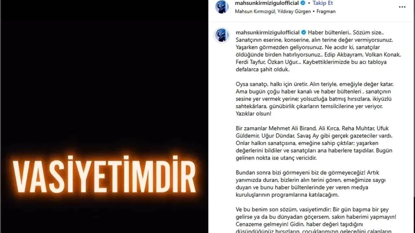 Mahsun Kırmızıgül Vasiyet